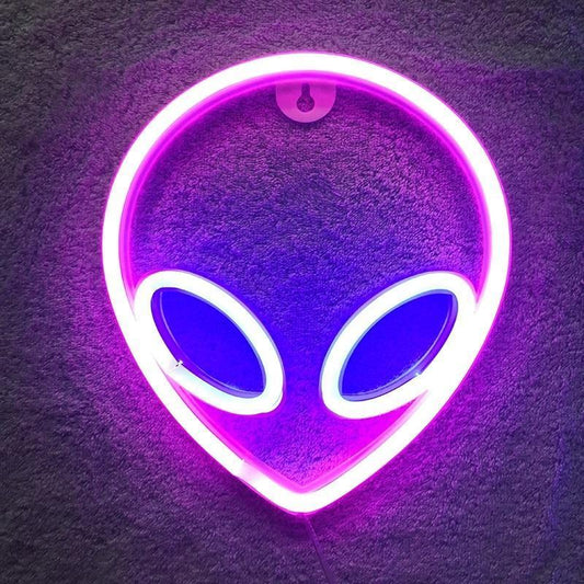 Neon Sign Alien Face Shaped Wall Hanging Lights