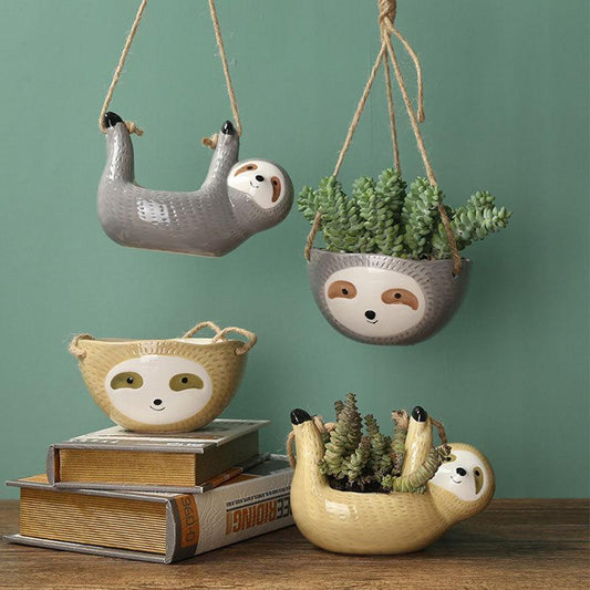 Creative Sloth Ceramic Hanging Flower