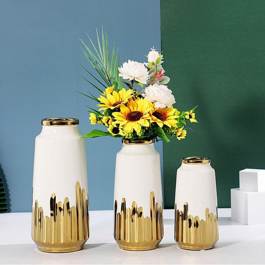 Modern Home Decor Vase White Golden