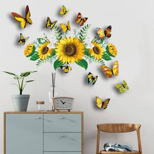 Butterfly Sunflower Wall Sticker