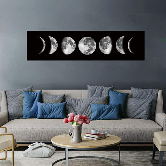 Moon Phase Wall Art Painting Black